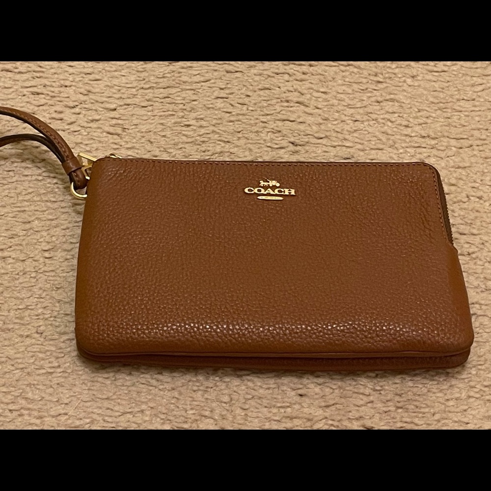Camel colored Coach Wristlet